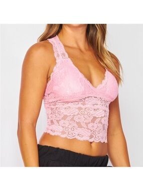 Lace Racerback Bra Tank With Removable Pads White NEW